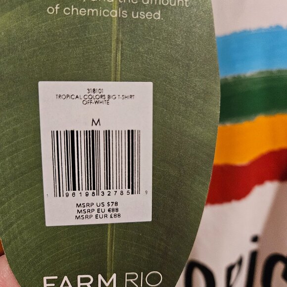 NWT Farm Rio white tropical colors organic cotton oversized t-shirt - Picture 5 of 8